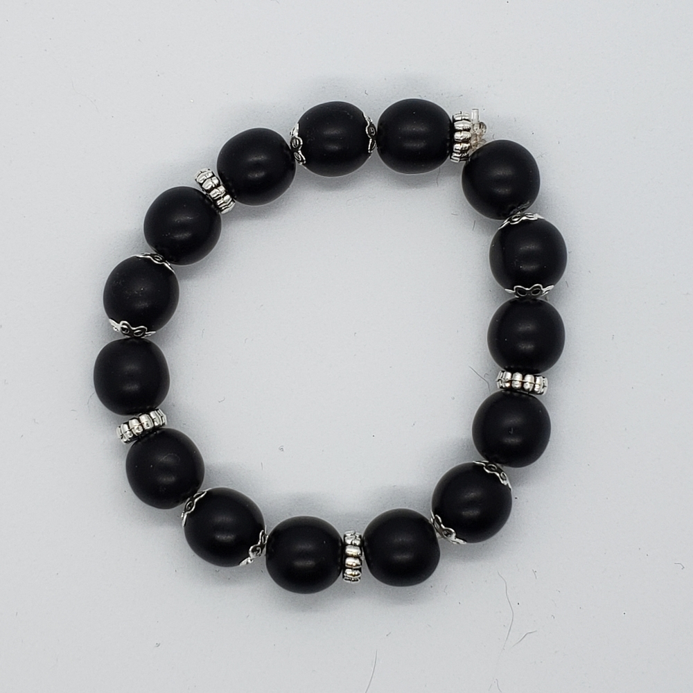 Black Agate Stretchy Bracelet